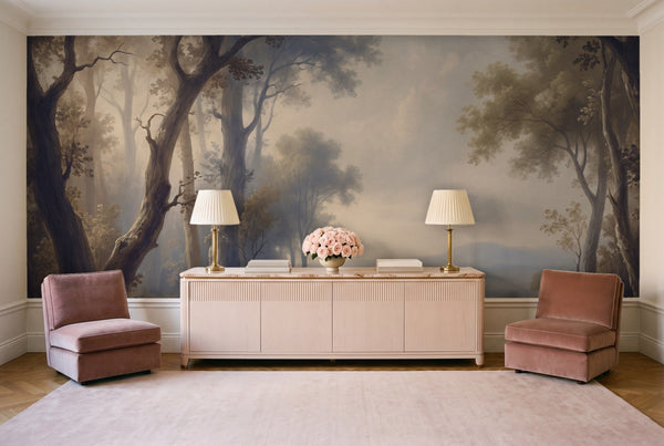 Navy Forest Landscape Mural