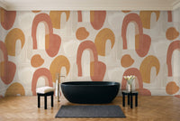 Terracotta Arch Abstract Mural in a bathroom