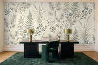 Sage Forest Botanical Mural in a home office
