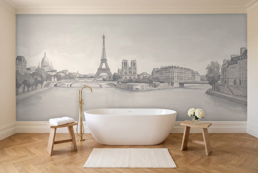 Grey Paris Cityscape Mural