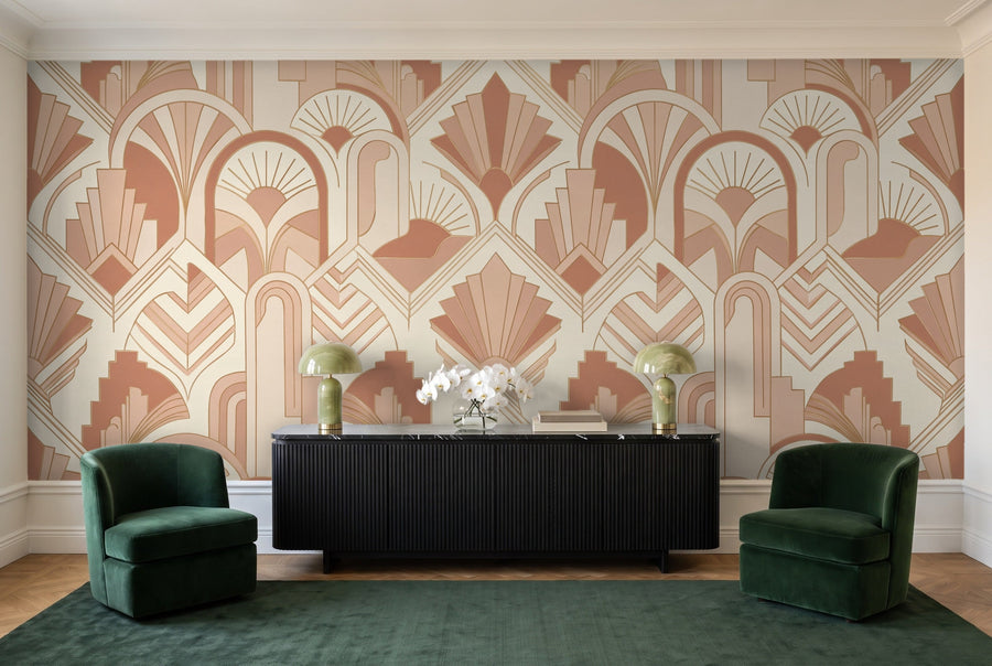 Blush Art Deco Mural on a wall