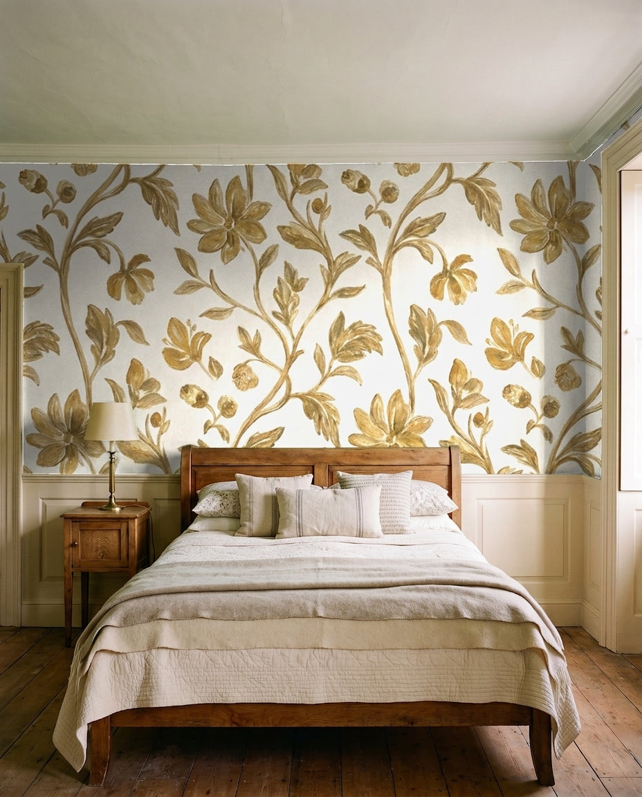 Ochre Vine Botanical Mural in an interior
