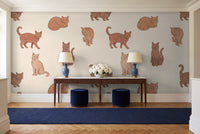 Clay Cat Animal Mural in an entryway