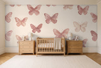 Pink Butterfly Mural in a nursery