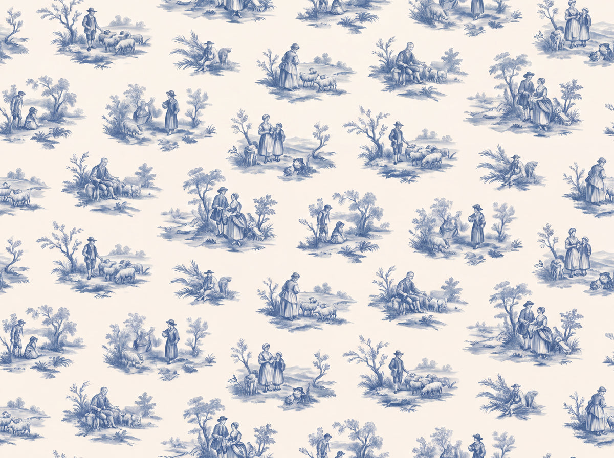 Blue And White Toile Mural design