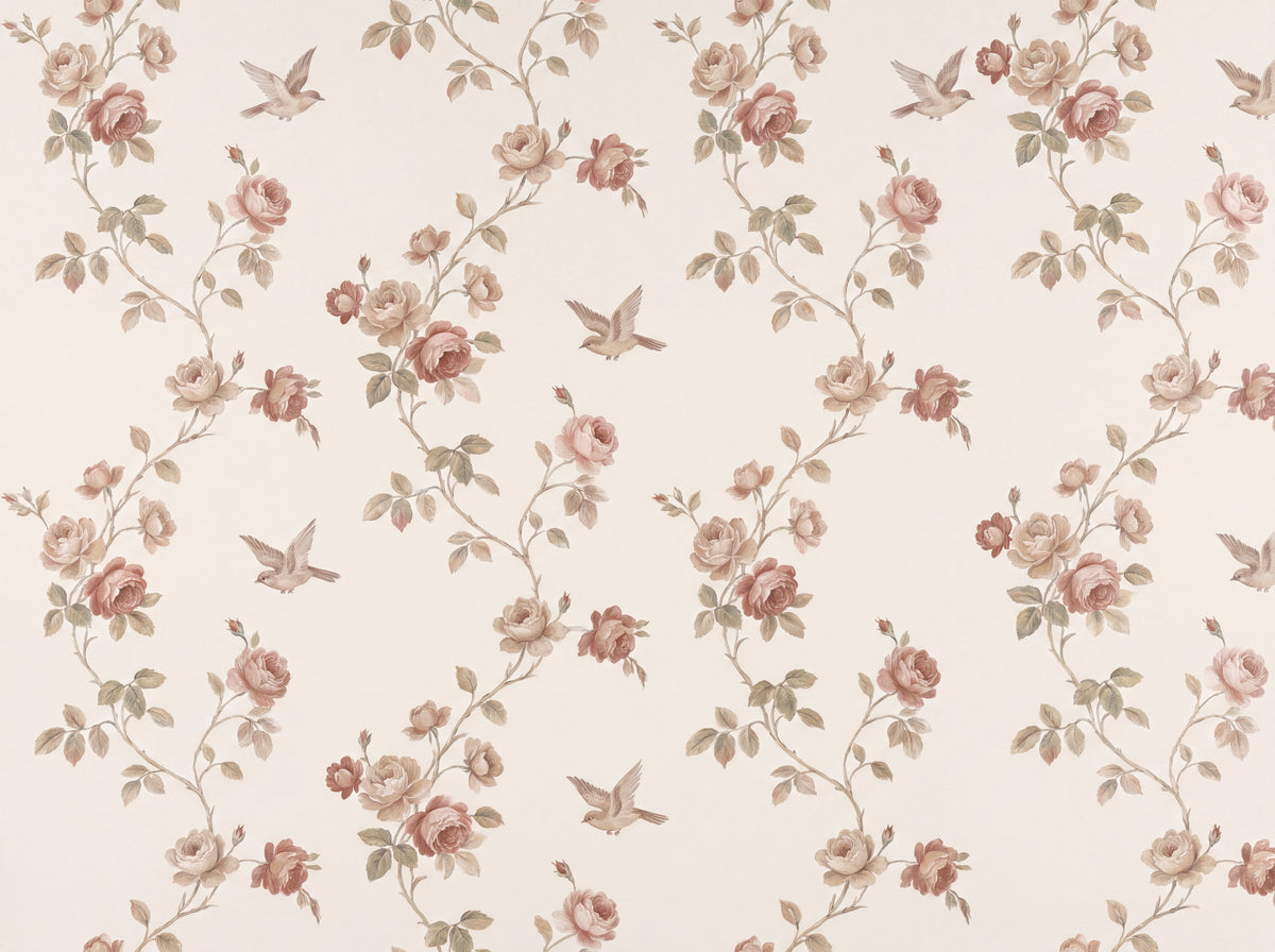 Blush Rose Floral Mural placed in your room