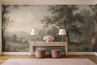 Sage Countryside Landscape Mural in an entryway
