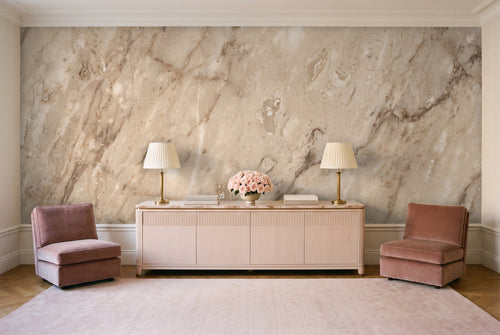 Beige Marble Mural in a living room
