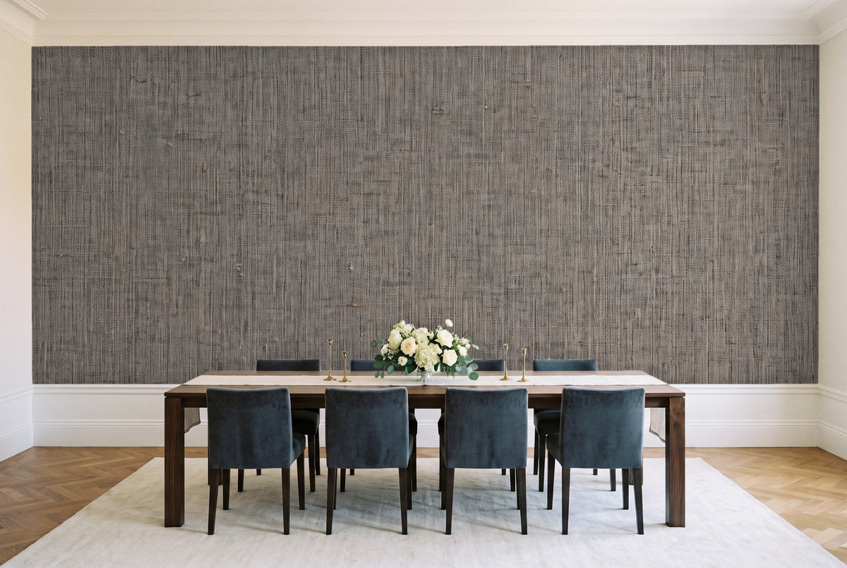 Charcoal Linen Texture Mural