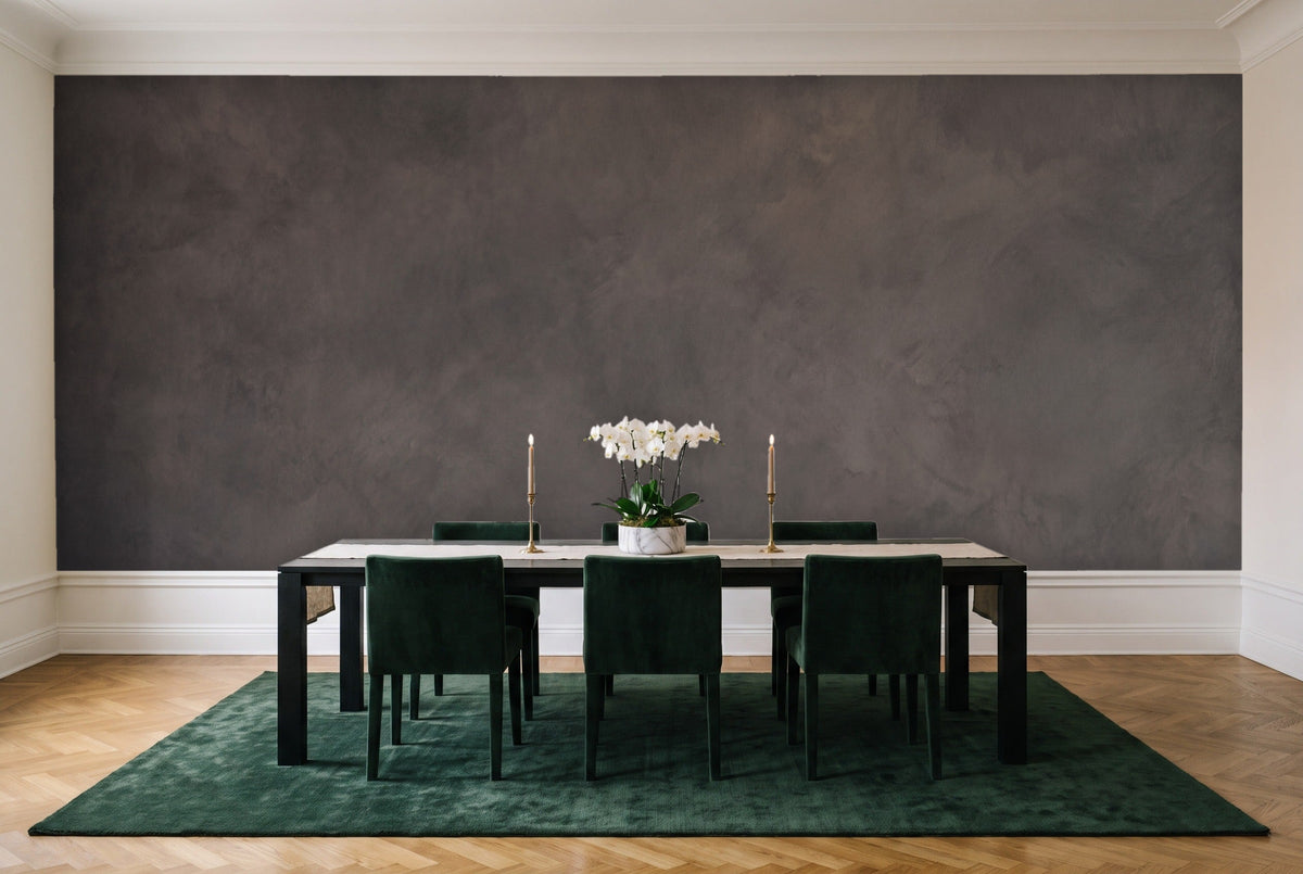 Charcoal Plaster Texture Mural in a dining room