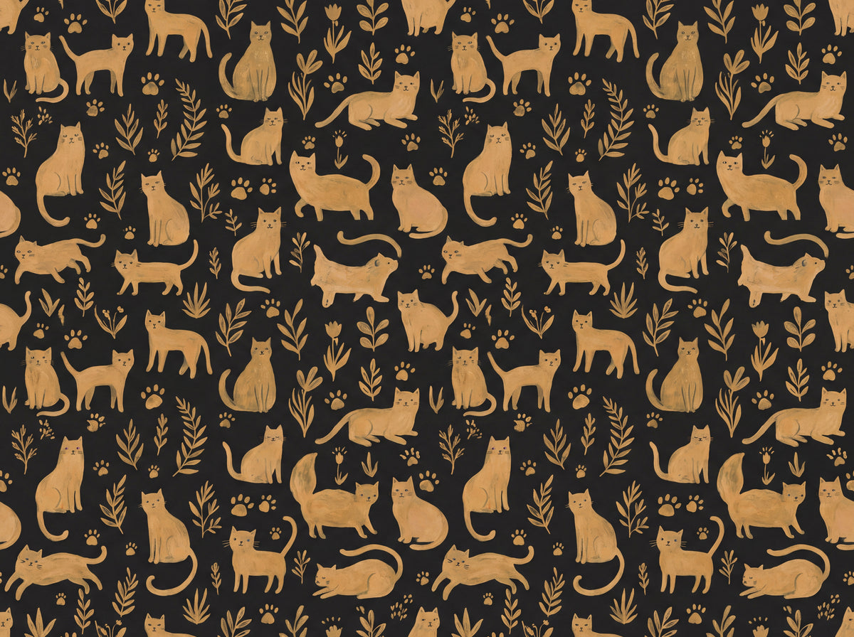 Black And Gold Cat Animal Mural placed in your room