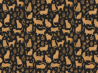 Black And Gold Cat Animal Mural design