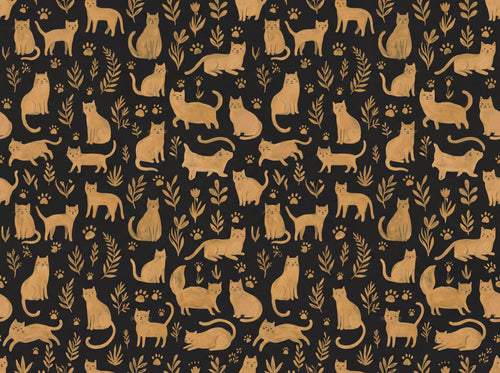 Black And Gold Cat Animal Mural sample on the real paper