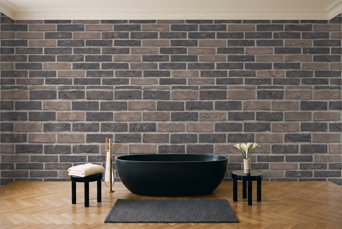 Charcoal Brick Mural in a bathroom