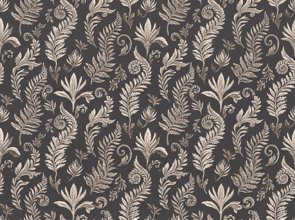 Charcoal Fern Botanical Mural design