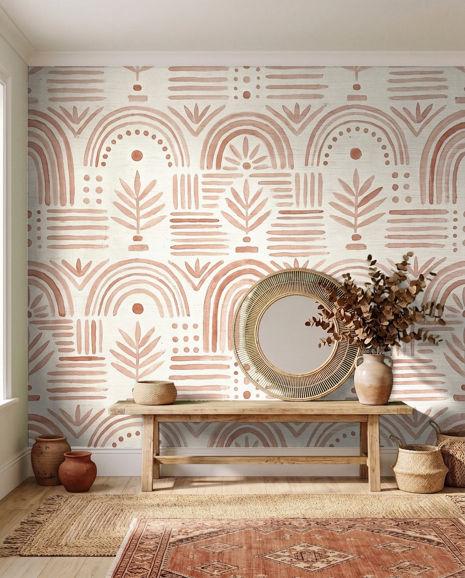Blush Deco Arch Mural in an interior