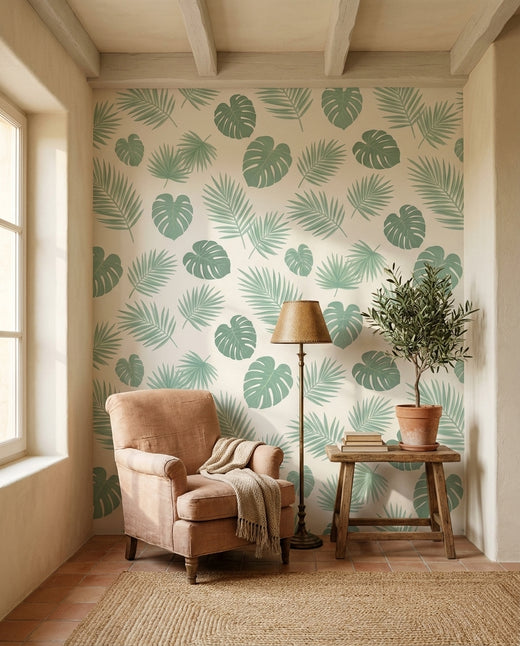 Green Palm Tropical Mural