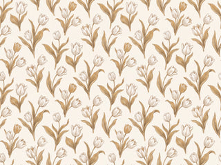 White And Gold Tulip Floral Mural sample