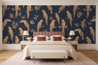 Blue And Gold Parrot Animal Mural in a bedroom