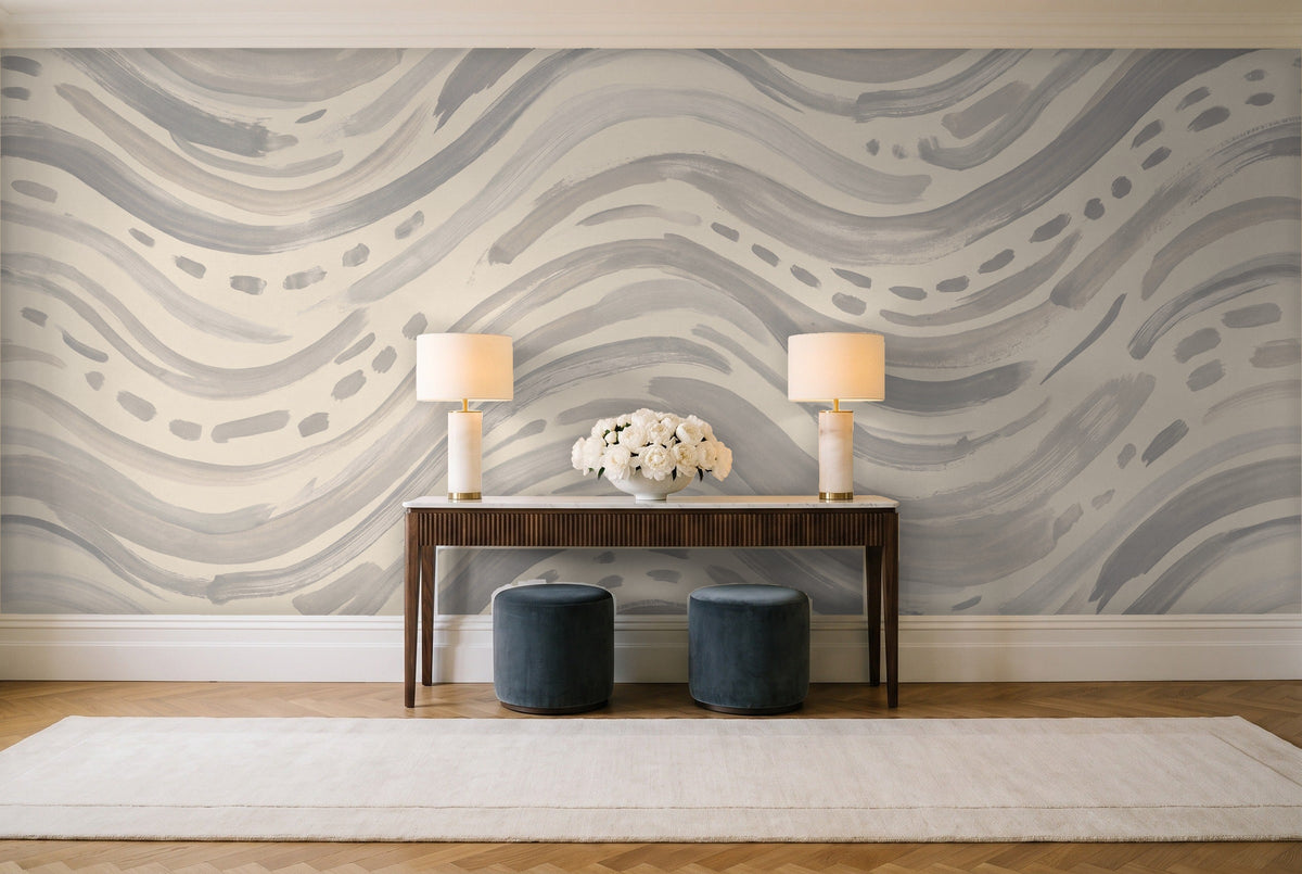 Grey Stripe Mural in an entryway
