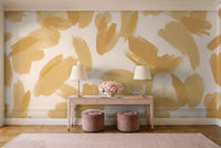 Mustard Brushstroke Abstract Mural in an entryway