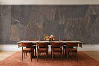 Charcoal Stone Mural in a dining room