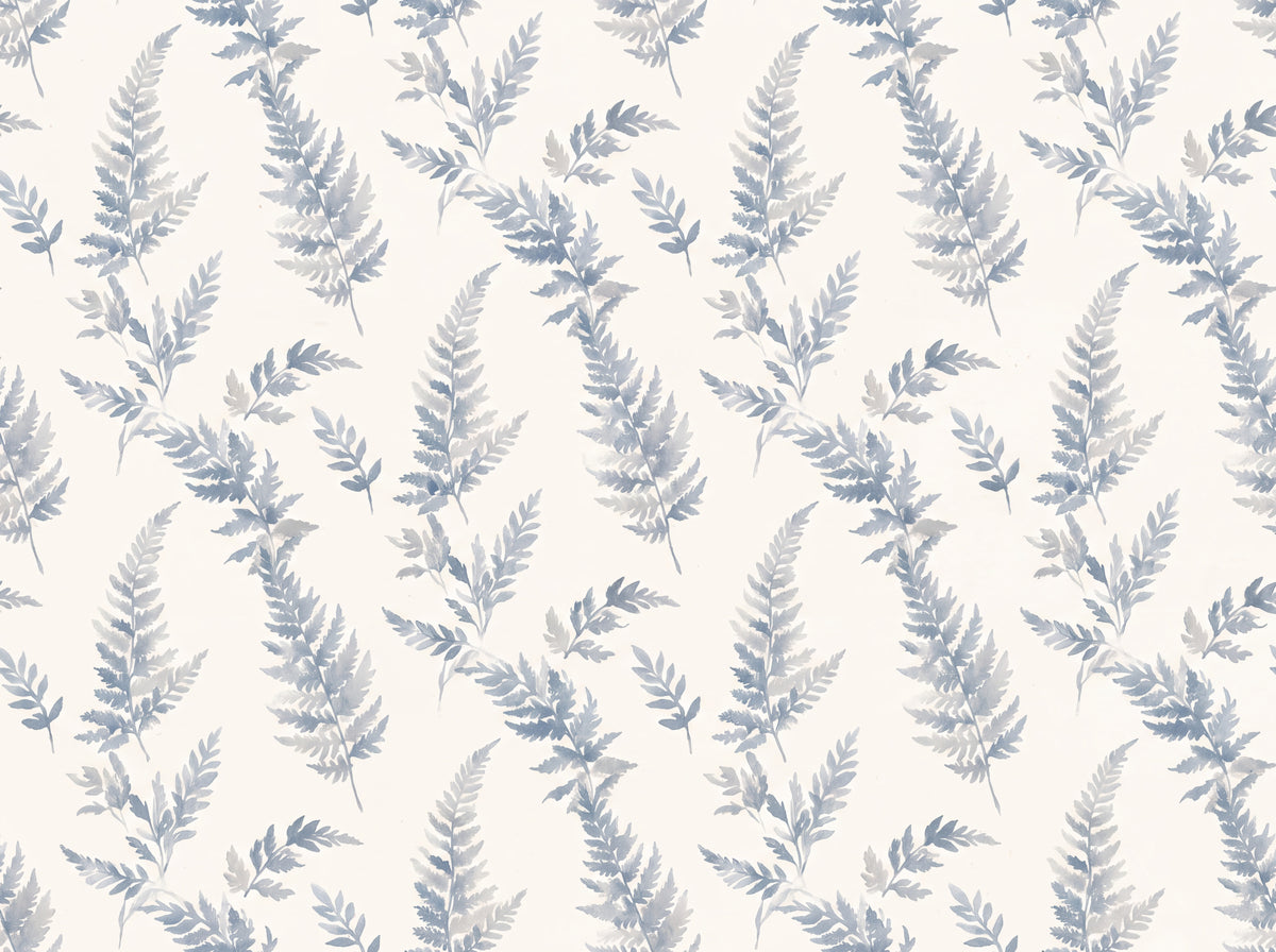 Blue And Grey Fern Botanical Mural design
