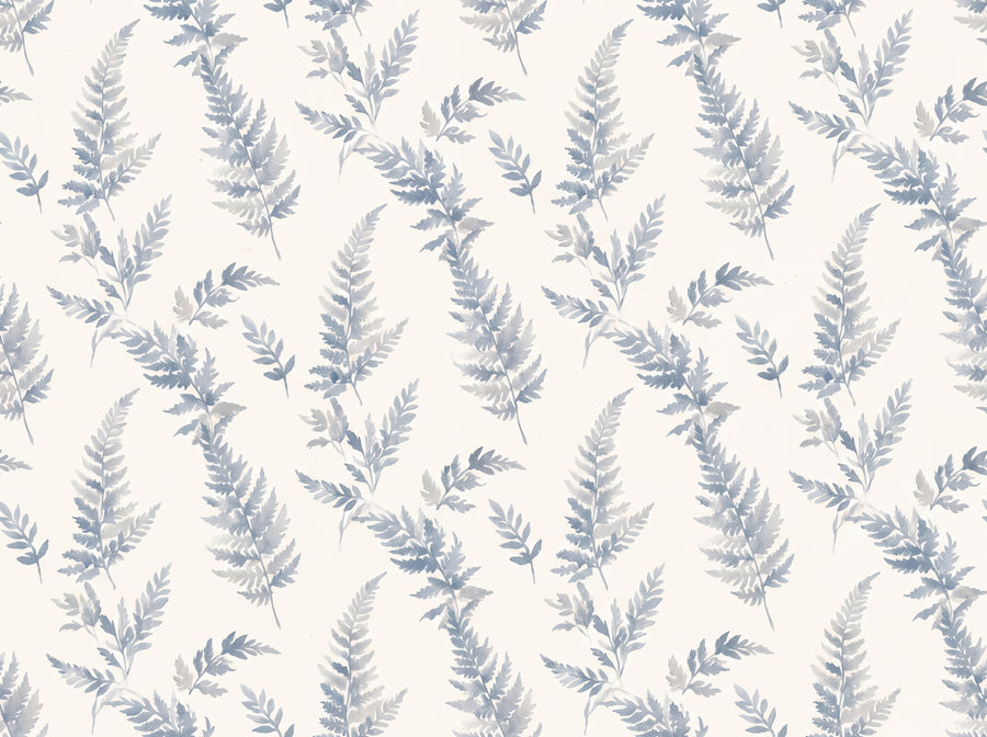 Blue And Grey Fern Botanical Mural