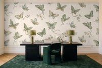 Green Butterfly Mural in a home office