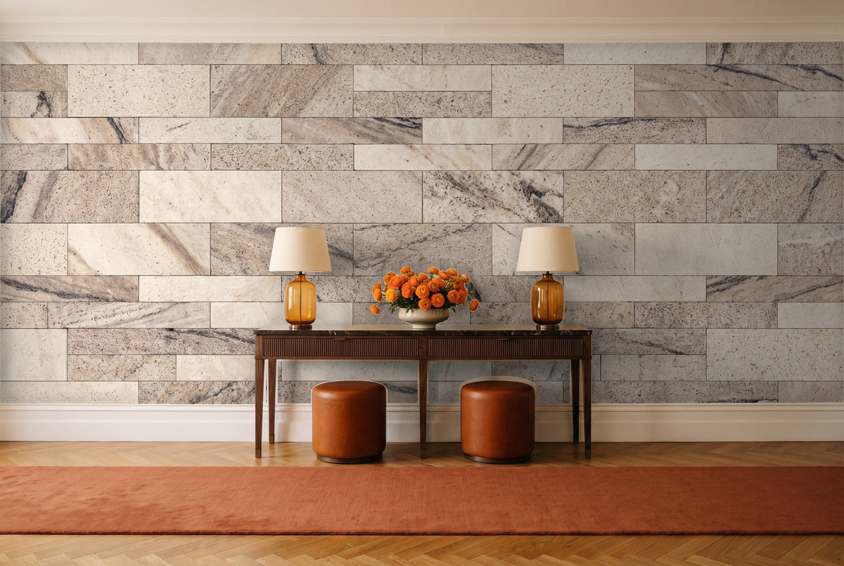 Cream Stone Mural in an entryway