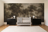 Olive Forest Landscape Mural in a nursery