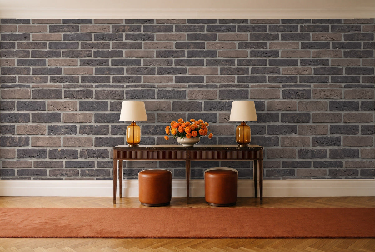 Charcoal Brick Mural in an entryway