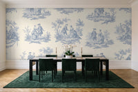 Light Blue Toile Mural in a dining room