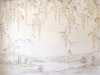 Cream Wisteria Floral Mural design