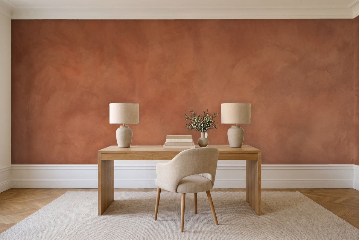 Clay Plaster Texture Mural in a home office