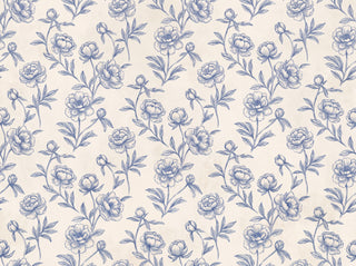 Blue And White Peony Floral Mural sample