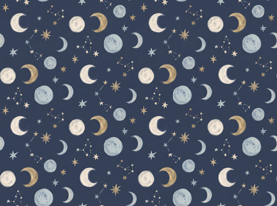 Navy Moon Celestial Mural