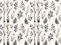 Black And White Birch Botanical Mural design