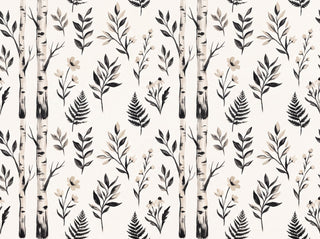 Black And White Birch Botanical Mural sample