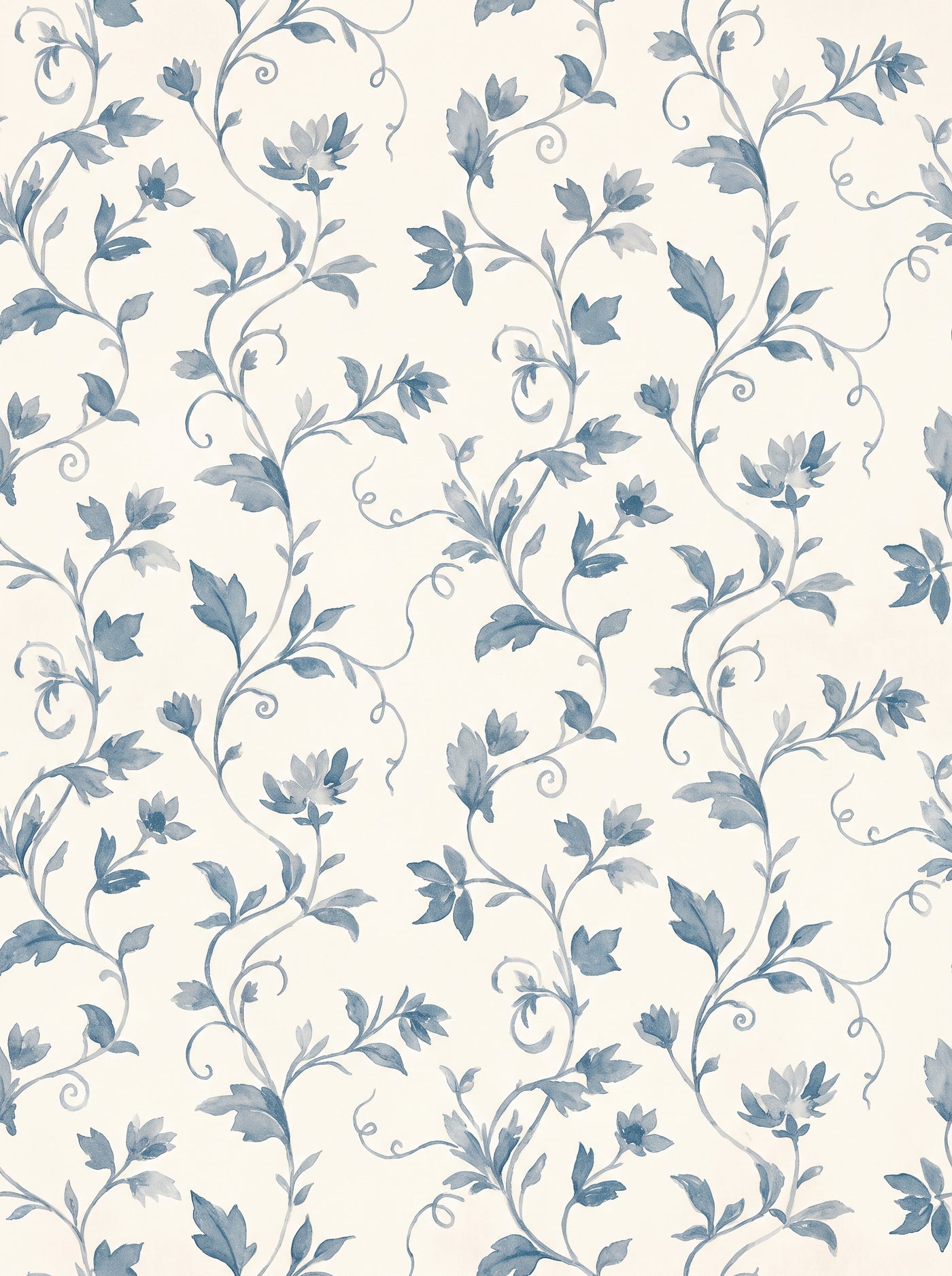 Blue-and-grey Vine Botanical Mural design