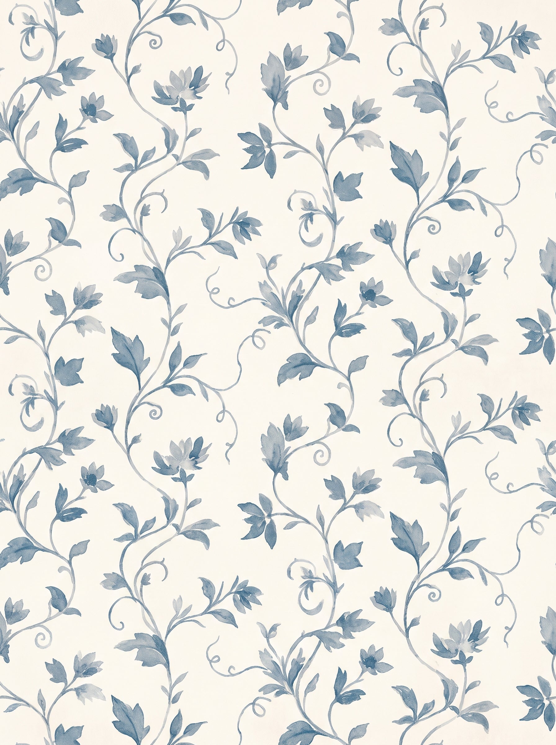 Blue-and-grey Vine Botanical Mural design
