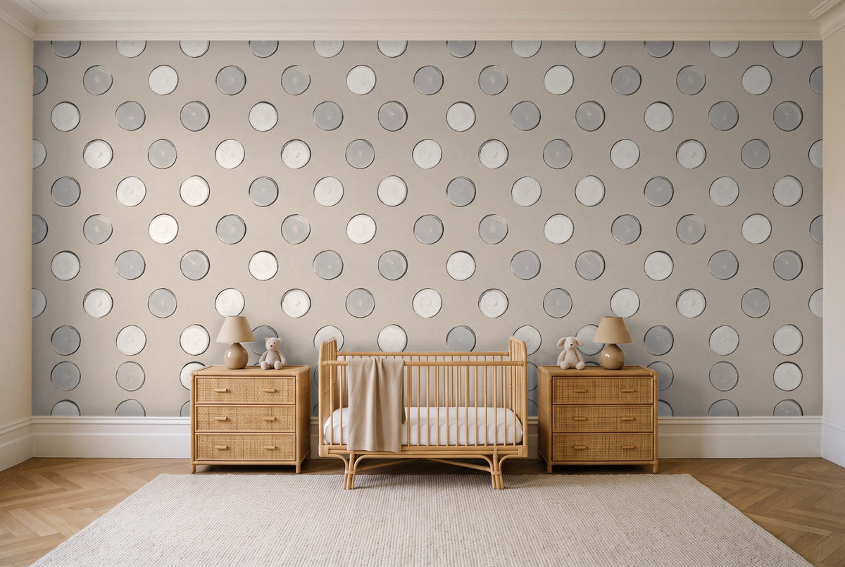 White Polka Dot Mural in a nursery