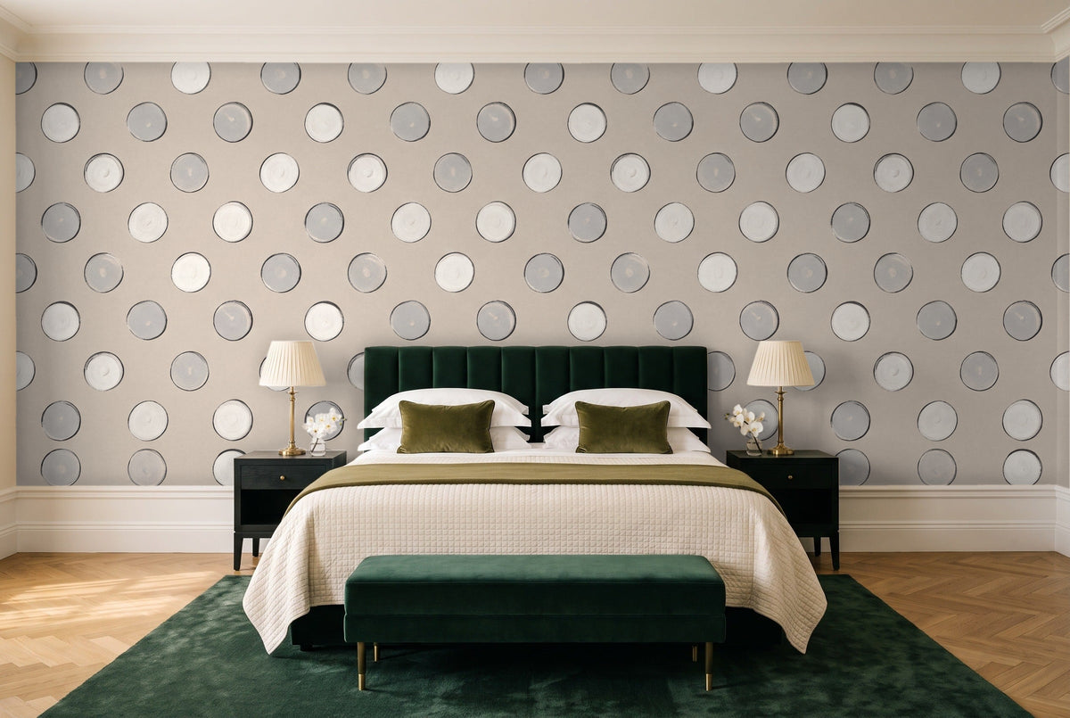 White Polka Dot Mural in a bedroom