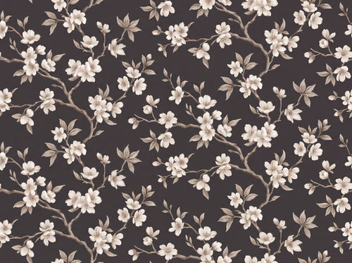 Charcoal Cherry Blossom Floral Mural sample on the real paper