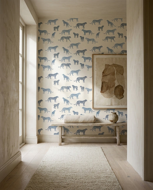 Blue Cheetah Animal Mural