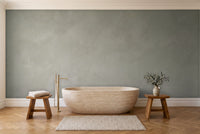 Sage Plaster Texture Mural in a bathroom