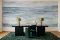 Blue Ocean Landscape Mural in a home office