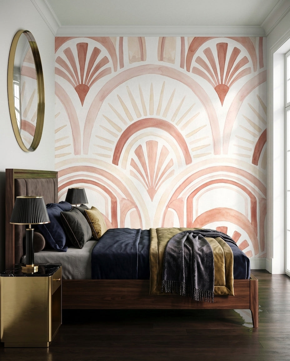 Blush Art Deco Mural in an interior