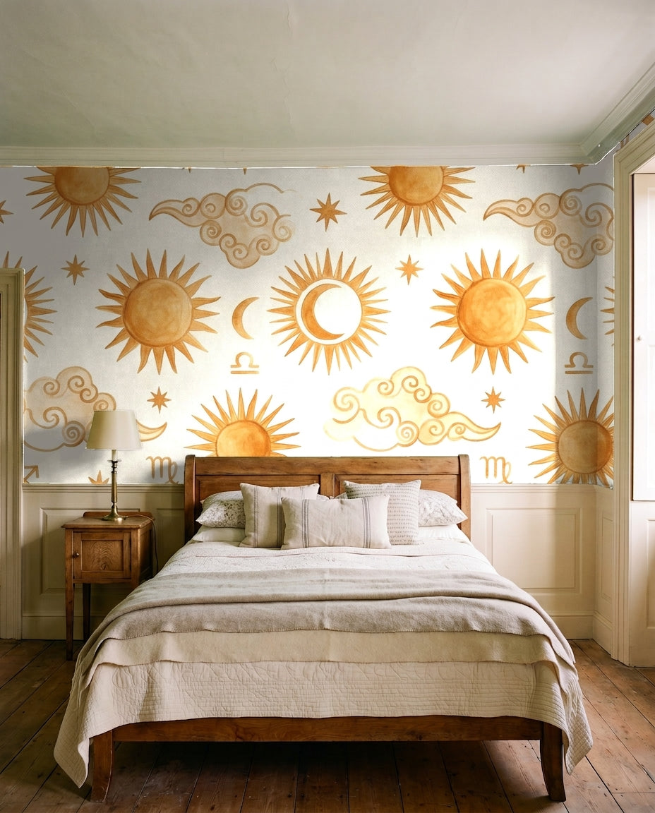 Ochre Celestial Mural in an interior