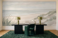 Sage Beach Landscape Mural in a home office